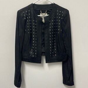 Black leather studded.cropped  jacket  sz Med